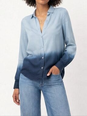 Cloth & Stone x Anthropologie Dip Dye Button Down Tencel Shirt Size XS